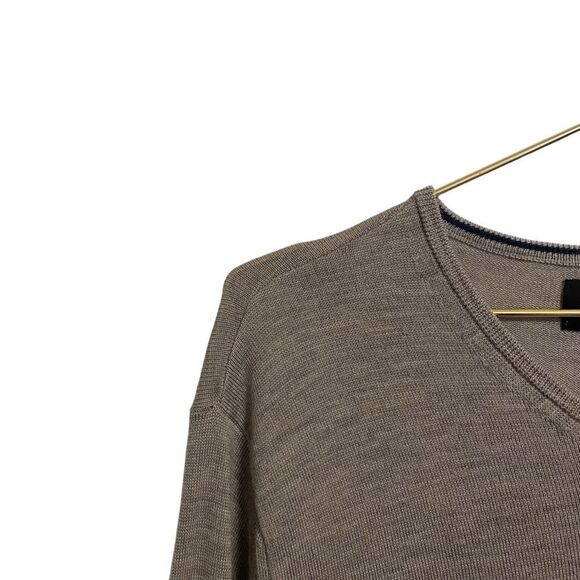 BONOBOS Grey Lightweight V Neck Extra Fine Merino Wool Sweater XL - Picture 4 of 7